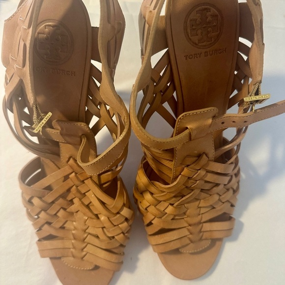 Tory Burch Elegant Heeled Sandals 
Nadia Huarache Royal Tan Sz 10 Leather $299 - Picture 2 of 6